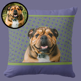 Cute Purple Modern Photo Gift for Puppy Dog Mom Kissen
