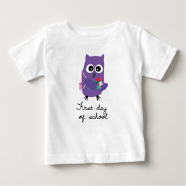Cute, purple owl, owlet "First day of school" Baby T-shirt