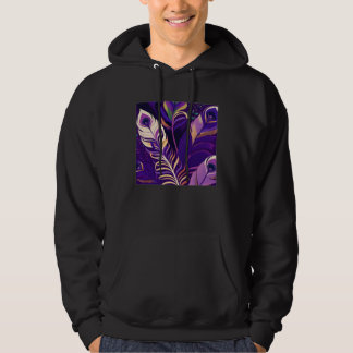 Cute Purple Peacock Feathers Illustration Birds Wo Hoodie