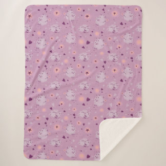 Cute Purple Sheep Pattern Sherpa Fleece Blanket  Sherpadecke