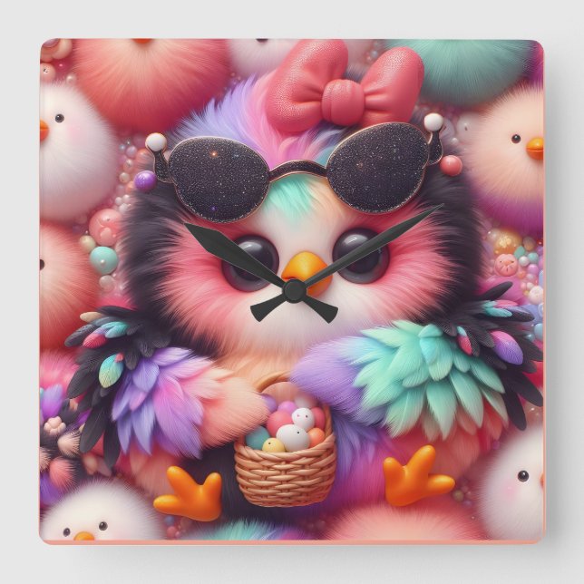 Cute Quadratische Wanduhr (Vorderseite)