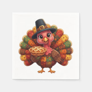 Cute Quilted Patchwork Turkey | Pilgrim Hat Pie Serviette