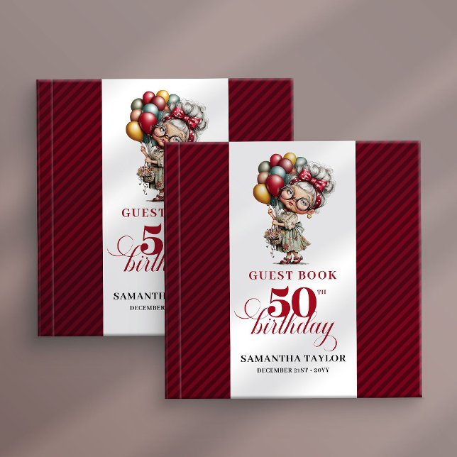 Cute quirky 50th lady birthday guest sign book gästebuch (Cute quirky 50th lady birthday guest sign book)