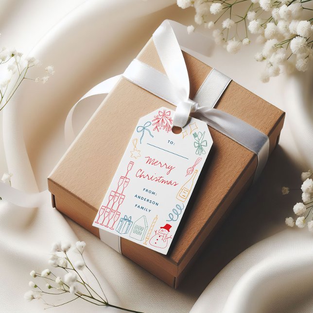 Cute Quirky Colorful Christmas Hand drawn Doodle  Geschenkanhänger (Von Creator hochgeladen)