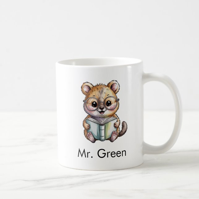 Cute Quokka Reading a Book Custom Kaffeetasse (Rechts)