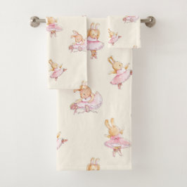 Cute rabbit ballerina wrapping paper  badhandtuch set