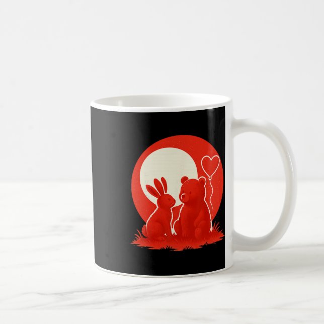 Cute Rabbit Bear Couple Valentine's Day Lovers  Kaffeetasse (Rechts)