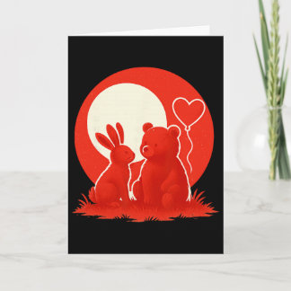 Cute Rabbit Bear Couple Valentine's Day Lovers  Karte