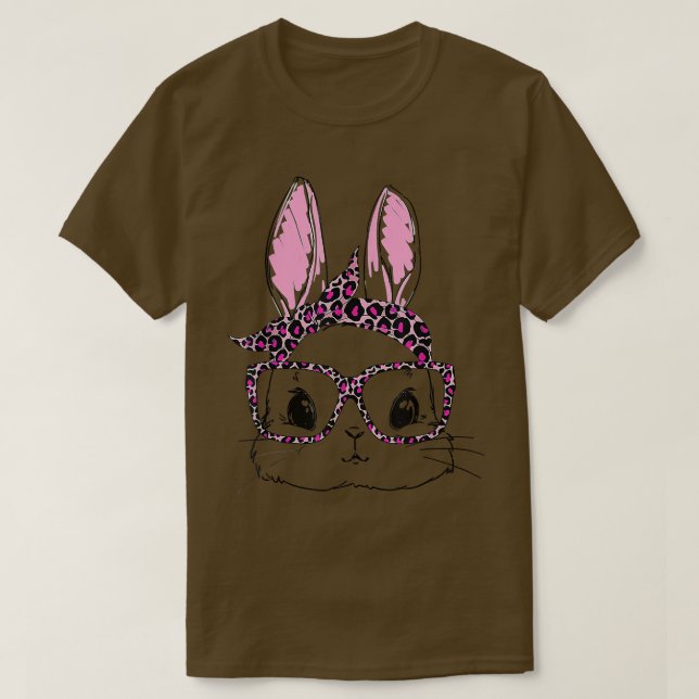 Cute Rabbit Bunny Face Leopard Glasses Headband Ea T-Shirt (Design vorne)