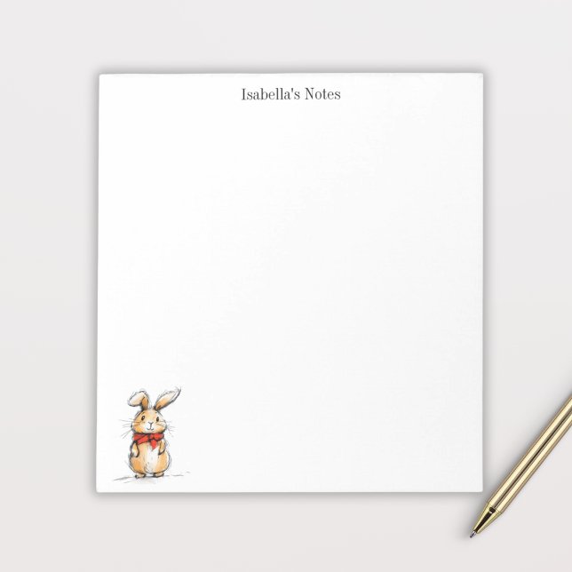 Cute Rabbit Bunny Illustration Personalized Notizblock (Von Creator hochgeladen)