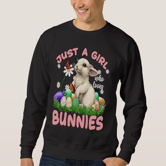 Cute Rabbit Girl flowers Butterfly Easter Bunny Ea Sweatshirt (Vorderseite)