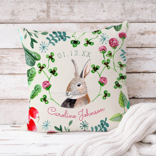 Cute rabbit personalized name kissen