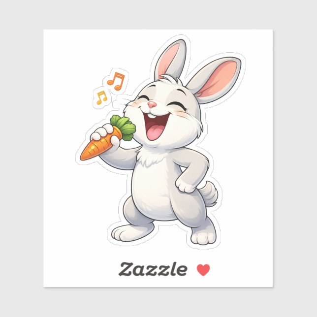 Cute Rabbit Singing Custom-Cut Vinyl Sticker (Blatt)