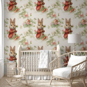 Cute Rabbit Strawberry Nursery Peel & Stick Tapete