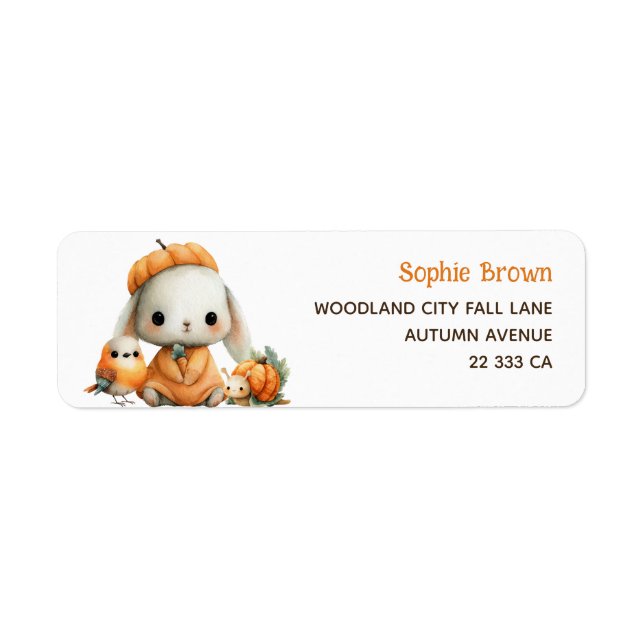 Cute Rabbit Woodland Animals Fall Return Address  (Vorne)