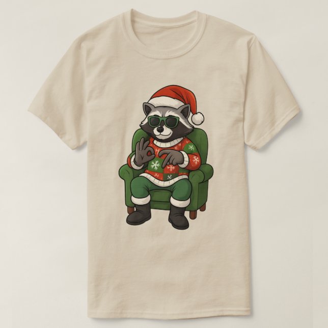 Cute Raccoon 67 Meme Six Seven 6-7 Christmas  T-Shirt (Design vorne)