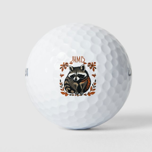 Cute Raccoon Animal logo Monogram Art Golfball (Vorderseite)