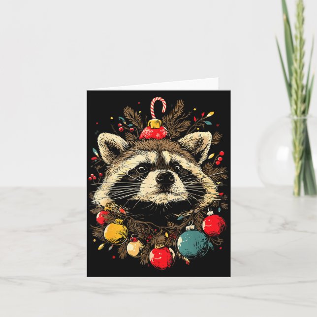 Cute Raccoon Christmas Ornaments Festive Xmas Fore Karte (Vorderseite)