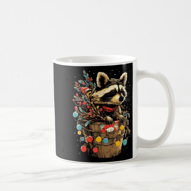 Cute Raccoon Festive Winter Scenery Forest Animal  Kaffeetasse (Rechts)