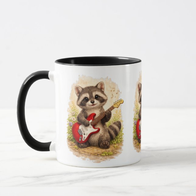 Cute Raccoon Guitar Coffee Mug – Music Lover Tasse (Links)