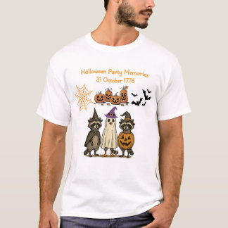 Cute Raccoon Halloween Party 1776 – Funny Spooky  T-Shirt