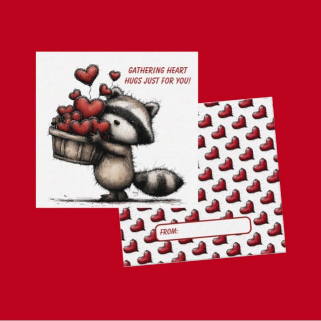 Cute Raccoon Valentine Card Mitteilungskarte (Von Creator hochgeladen)