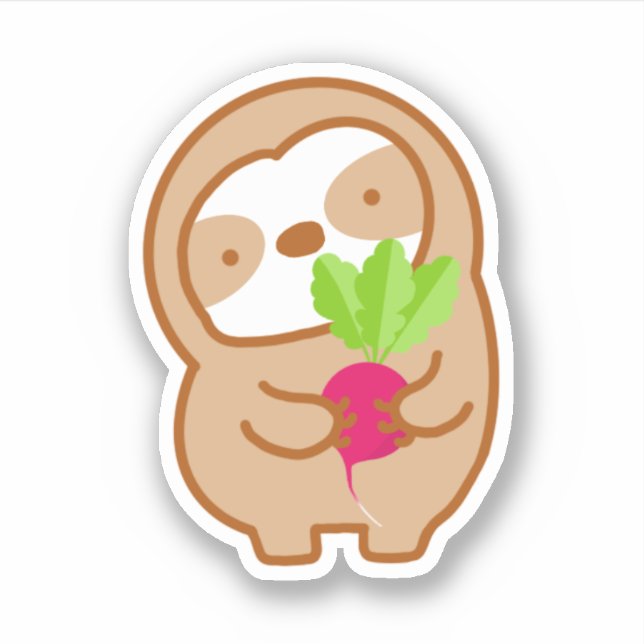 Cute Radish Sloth  Aufkleber (Vorderseite)