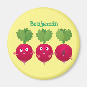 Cute radishes singing trio cartoon vegetables magnet