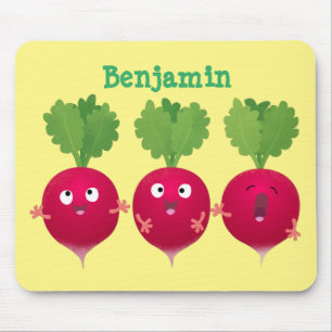 Cute radishes singing trio cartoon vegetables mousepad