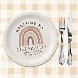 Cute Rainbow Boho Baby Shower Pappteller