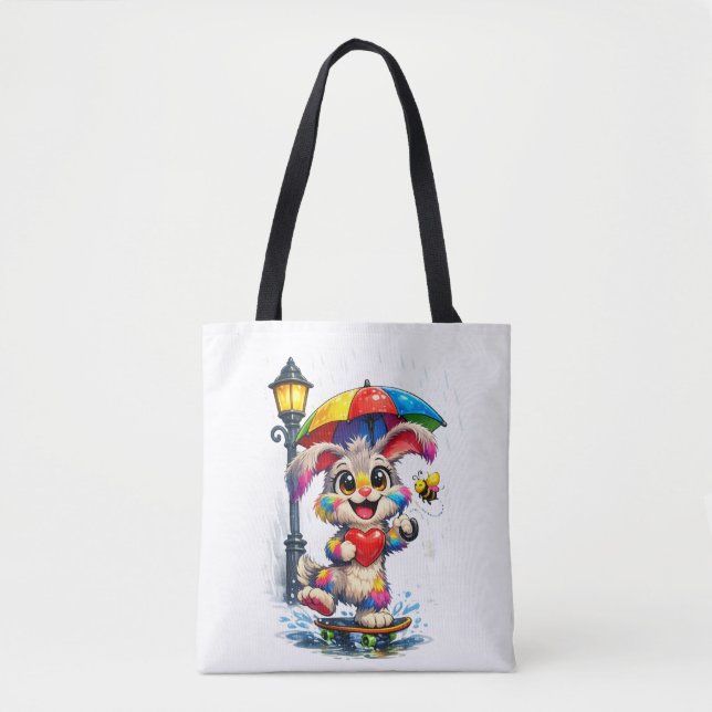Cute Rainbow Bunny with Umbrella Design (Vorderseite)