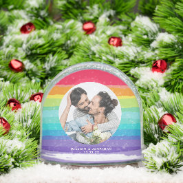 Cute Rainbow Couple Photo Christmas Schneekugeln