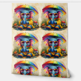 Cute Rainbow Elephant Pattern Wallpaper Tapete