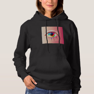 Cute Rainbow Eye Illustration Colorful Tears Uniqu Hoodie