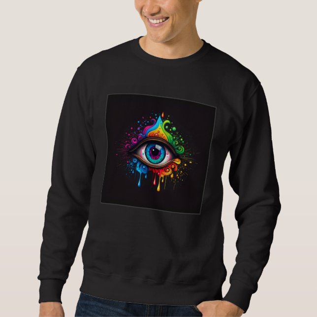 Cute Rainbow Eye Illustration Colorful Tears Uniqu Sweatshirt (Vorderseite)