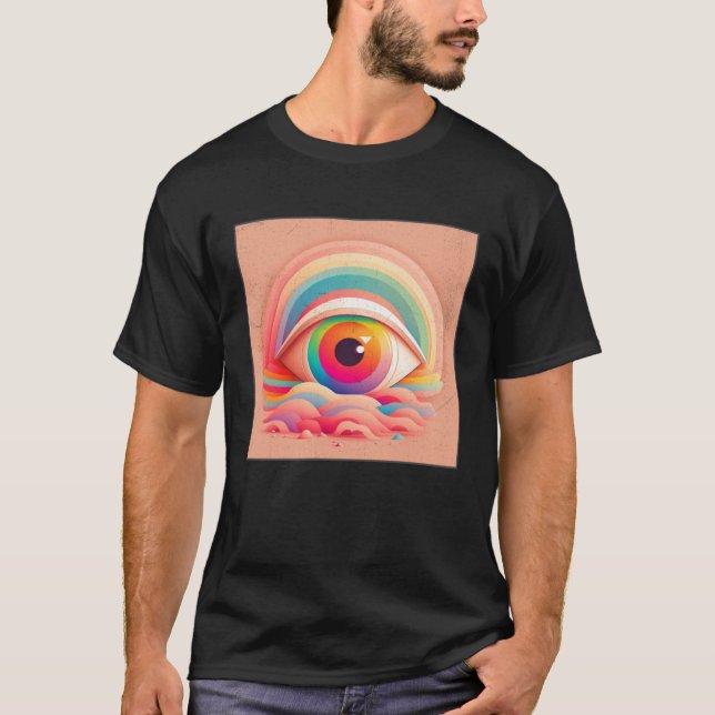 Cute Rainbow Eye Illustration Colorful Tears Uniqu T-Shirt (Vorderseite)