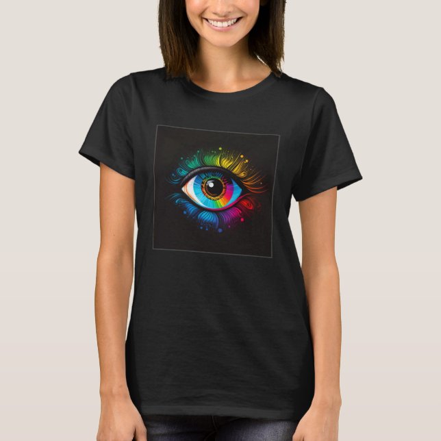 Cute Rainbow Eye Illustration Colorful Tears Uniqu T-Shirt (Vorderseite)