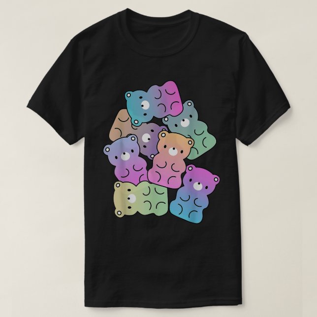 Cute Rainbow Gummy Bear Design Kawaii Aesthetic Te T-Shirt (Design vorne)