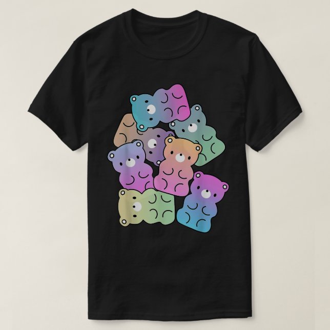 Cute Rainbow Gummy Bear Design Kawaii Aesthetic Te T-Shirt (Design vorne)