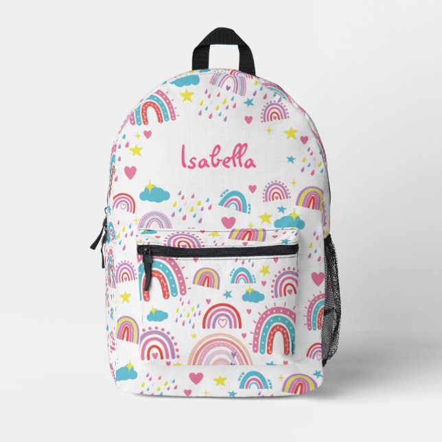 Cute Rainbow Kids Bag for Back to School Girls Bedruckter Rucksack (Vorderseite)