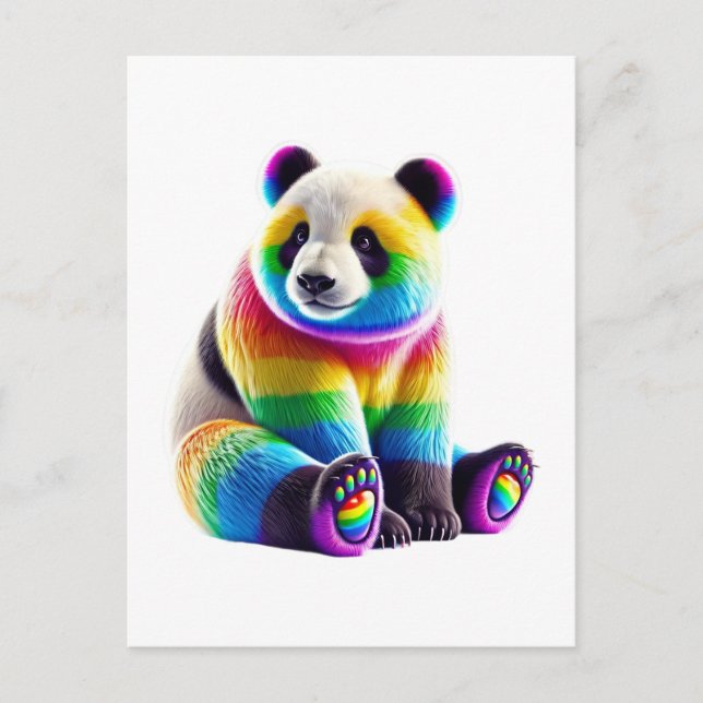 Cute Rainbow Panda Feiertagspostkarte (Vorderseite)