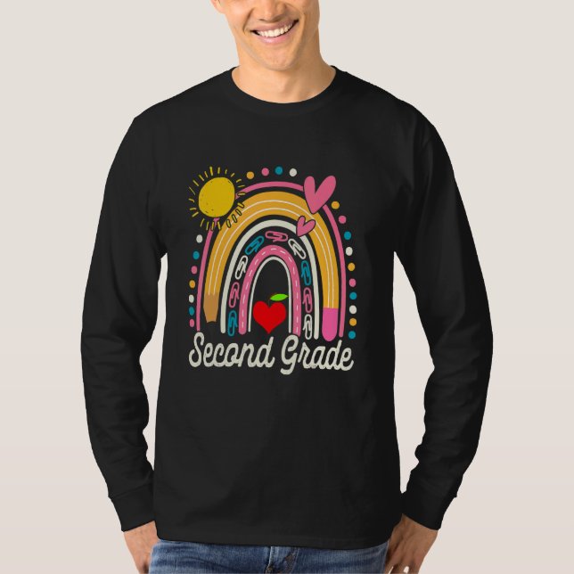 Cute Rainbow Second Grade Teacher Student Back To  T-Shirt (Vorderseite)