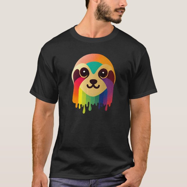 Cute Rainbow Sloth T-Shirt (Vorderseite)