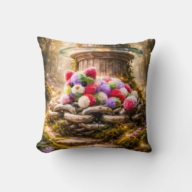 Cute Rainbow Teddy Bear Kids Pillow Kissen (Vorderseite)