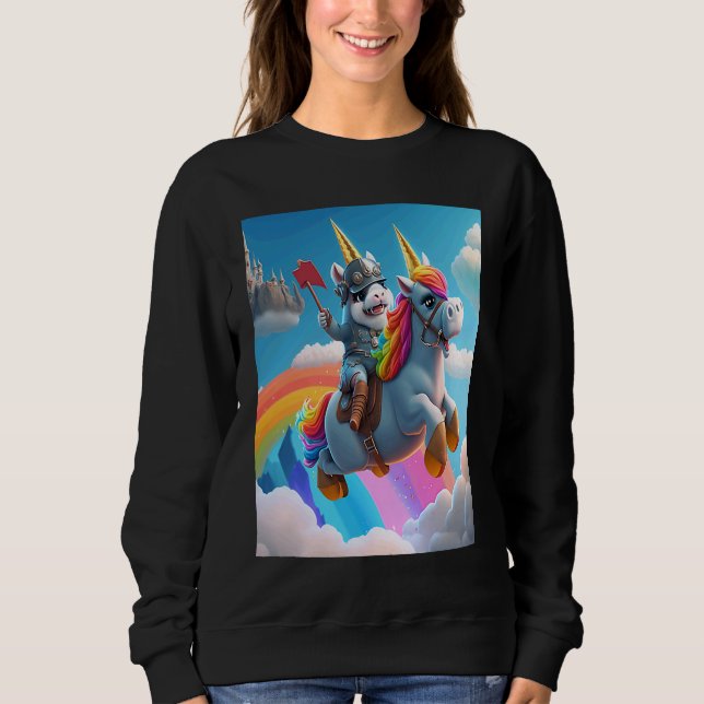 Cute Rainbow Unicorn Otter Riding A Unicorn  1 Sweatshirt (Vorderseite)