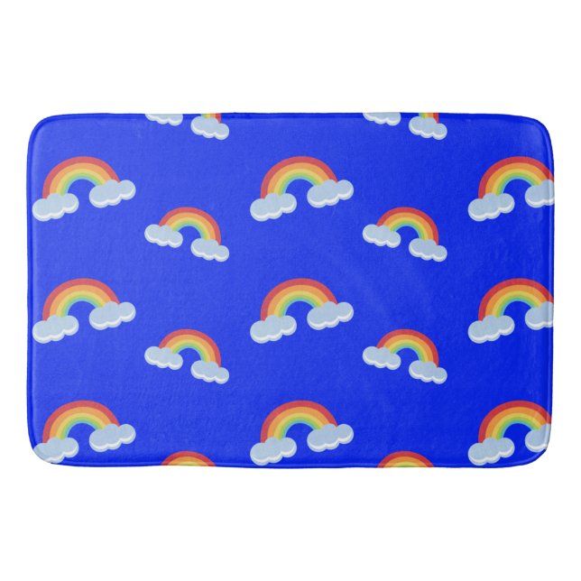 Cute Rainbow with Clouds Pattern Badematte (Vorderseite)
