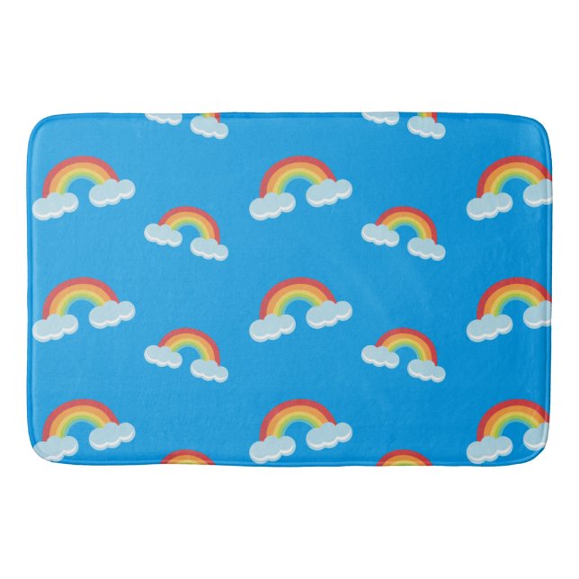 Cute Rainbow with Clouds Pattern Badematte (Vorderseite)
