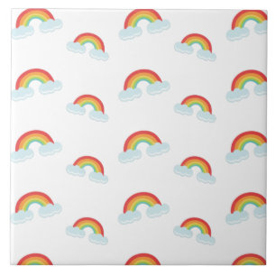 Cute Rainbow with Clouds Pattern Fliese