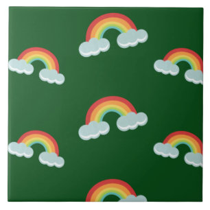 Cute Rainbow with Clouds Pattern Fliese