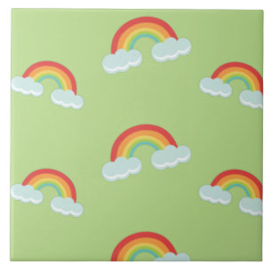 Cute Rainbow with Clouds Pattern Fliese